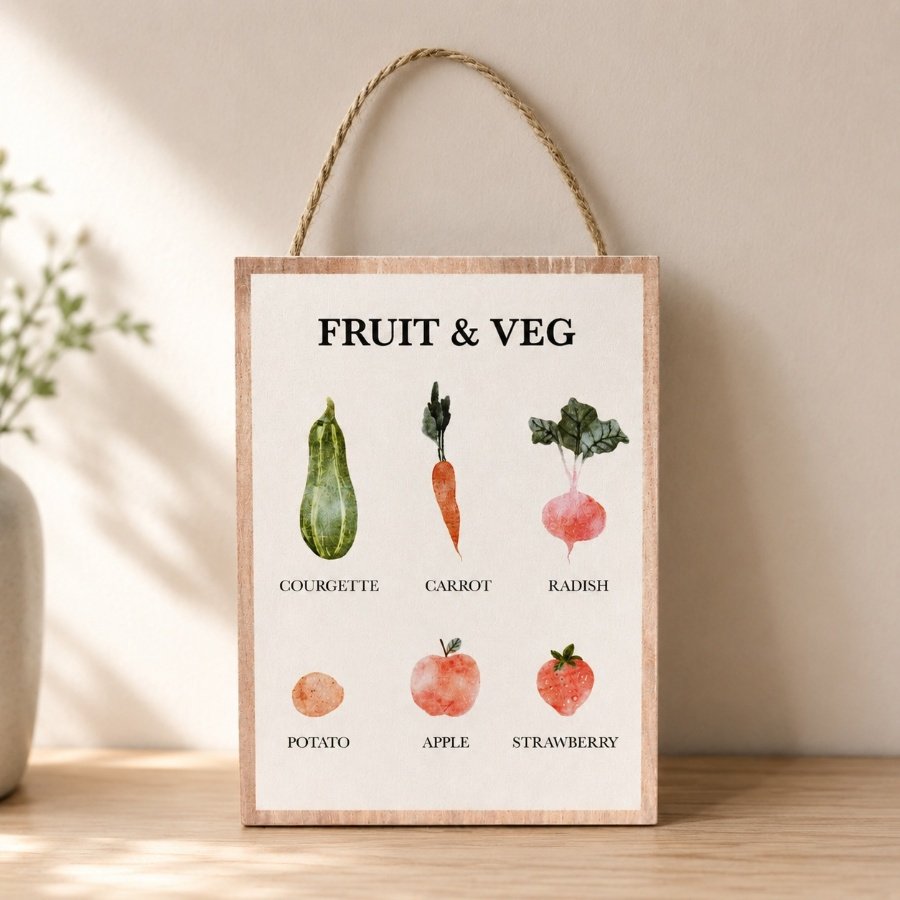 Wooden Frame - Fruit & Veg Sign 15cm