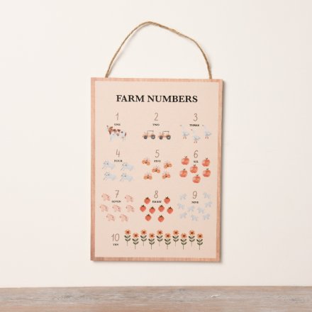 Wooden Framed Farm Numbers Sign 29.7cm