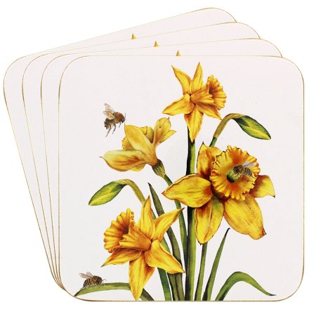 Bee-tanical Daffodil Coasters set of 4