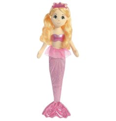 Topaz, a pretty in pink mermaid soft toy from the Sea Shimmers range. 