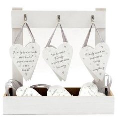 Add a touch of rustic charm to your home with our charming Family Hanging Heart.