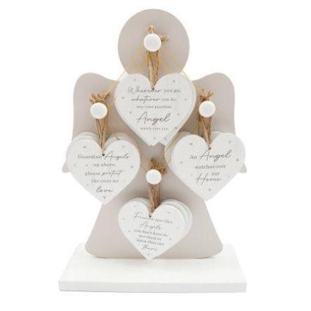  9cm Hanging Hearts with Angel Stand