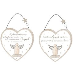 2/A Heart Shaped Angel Hanging Plaques, 18cm