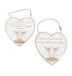 2/A Heart Shaped Angel Hanging Plaques, 18cm