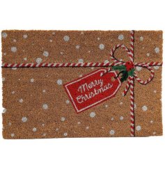 Greet your guests in style with thsi festive gift tag door mat.