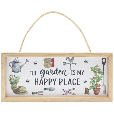 Green Fingers Happy Place Hanging Plaque