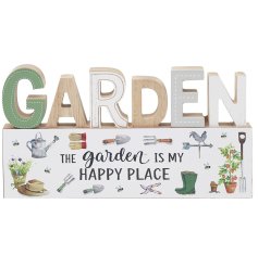 From the Green Fingers range, the "The Garden Is My Happy Place" standing plaque.