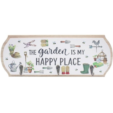 Garden Is My Happy Place Plaque With Hooks