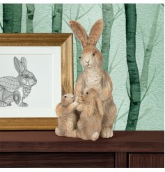 Hatty hare and her two boys Henry and Harry in a charming resin figure.