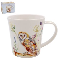 A lovely owl illustrated ceramic mug.