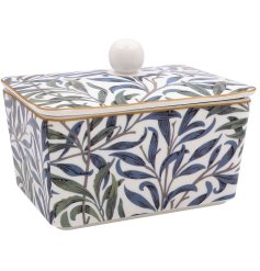 A gorgeous butter dish made from fine china, part of the Willow Bough range. 