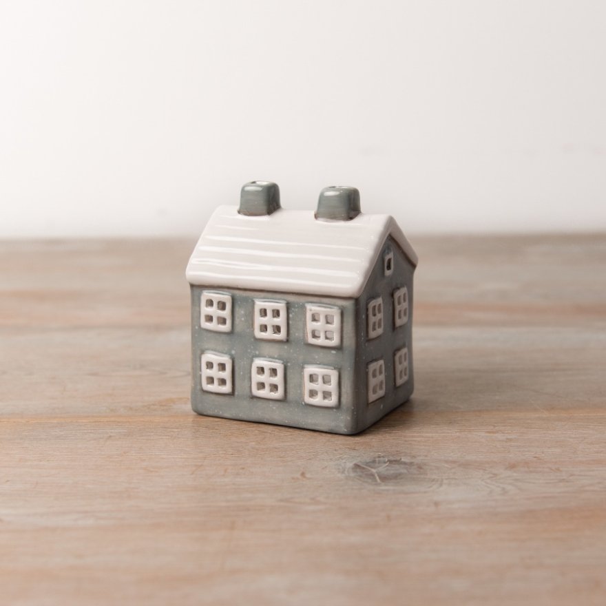 Ceramic Grey LED House 9cm