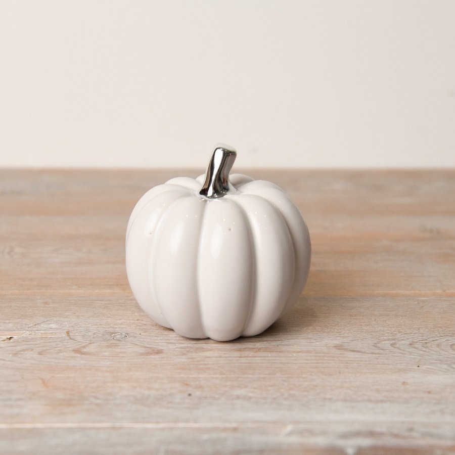 white pumpkin with silver stalk-S