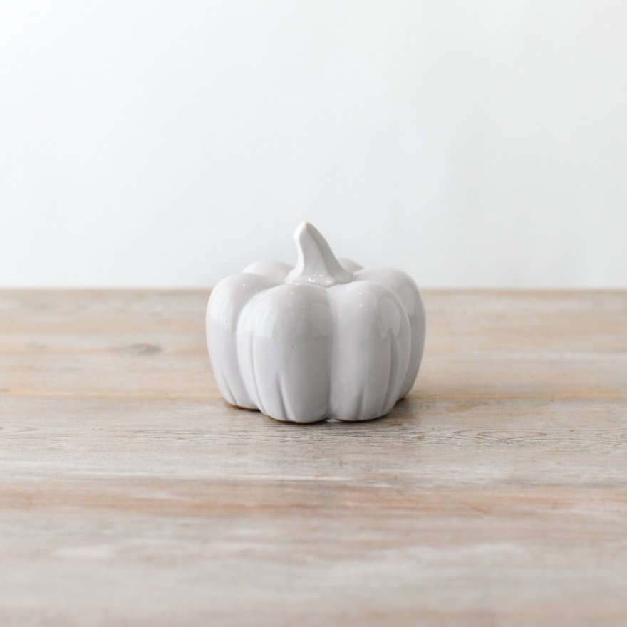 11.4cm Ceramic White Pumpkin