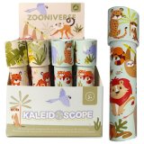 A colourful child's kaleidoscope with an animal print on the outside.
