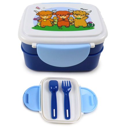 Highland Cow Bento Lunch Box With Cutlery