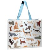A spacious shopping bag with cats printing.