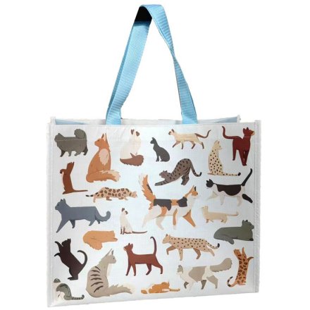 Reusable Shopping Bag With Cats Illustrations, 40cm