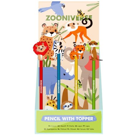 Zoo Pencil With Animal Topper, 4A, 20cm