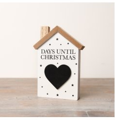  This charming wooden Christmas house countdown is not only sweet but also features a rustic natural wooden roof 