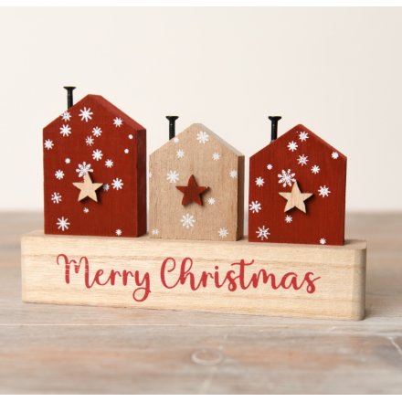 Wooden Merry Christmas House Decoration