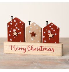 Celebrate the holidays with our charming Merry Christmas House on Stand decoration 