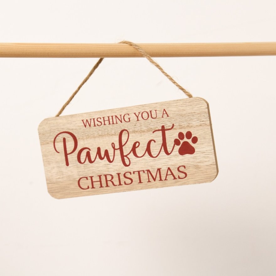 "Wishing you a Pawfect Christmas" Wooden Sign