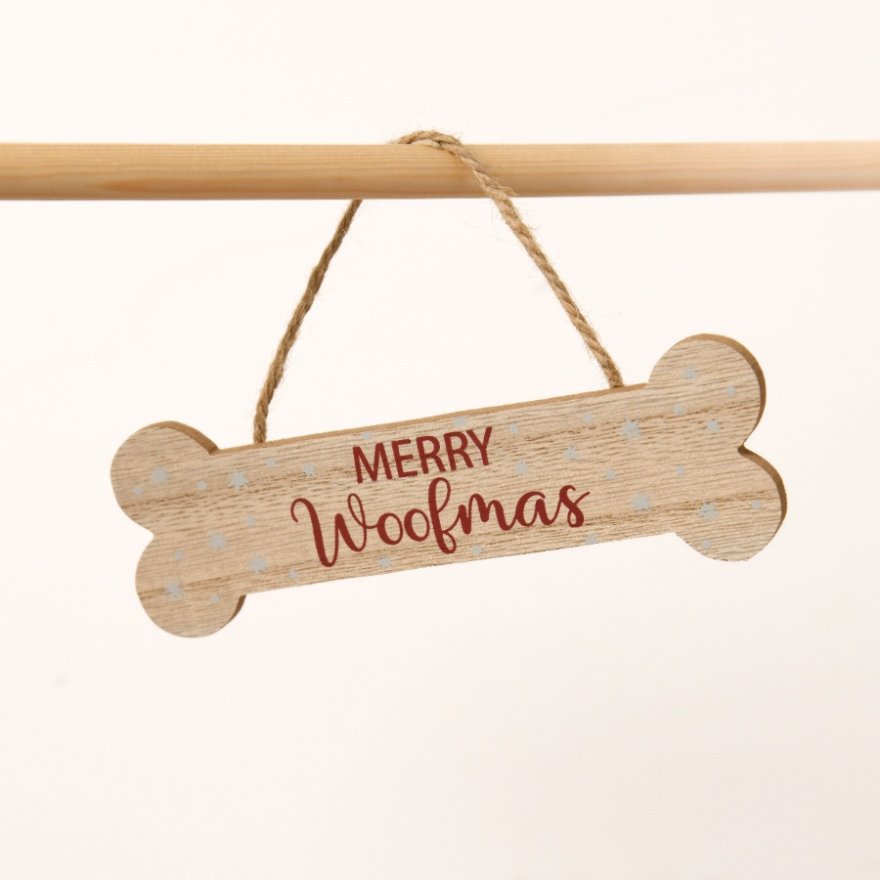 'Merry Woofmas' Hanger in Bone Shape