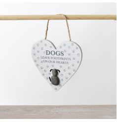 Display your affection for your best furry friend with this rustic heart-shaped wooden plaque. Perfect for any shabby