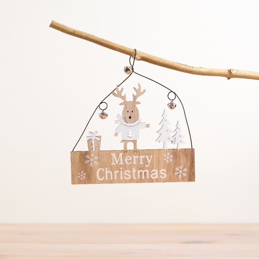 18cm Merry Christmas Reindeer Sign