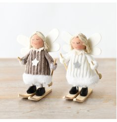 An assortment of charming little angels adorned with skis
