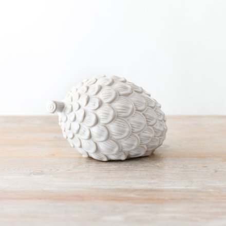 A stunning reactive glazed artichoke ornament.