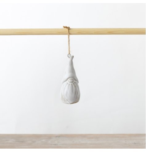 White Reactive Glaze Hanging Gonk 8cm