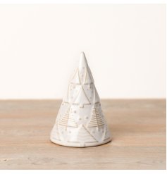 A stunning ceramic Christmas tree with additional festive trees embossed