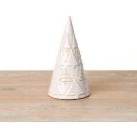 A Christmas tree with a simple shape adorned in a reactive glaze