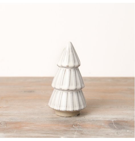 Enhance your holiday decor with our exquisite White Reactive Glaze Tree Ornament, featuring a natural touch of elegance