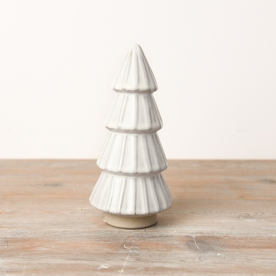 A chic neutral Christmas tree with a raw and glazed finish. 