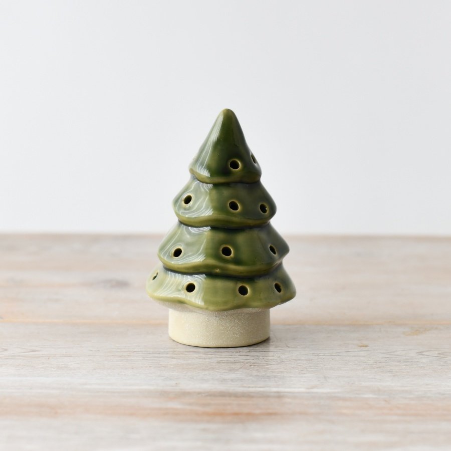 A sweet LED tree in a stunning dark green glaze