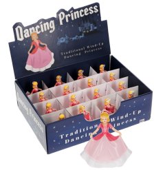 A pretty wind up dancing princess wearing a beautiful pink gown and silver crown. 