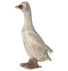 A beautiful resin duck ornament with textured details in natural colours.