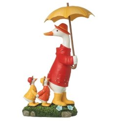 A sweet ornament of a family of ducks complete with coordinating red and yellow hats, wellies and raincoats.