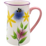 A charming glazed jug with Allium and bee illustrations. 
