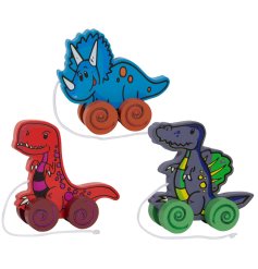 A wooden learning toy for children featuring a dinosaur. 