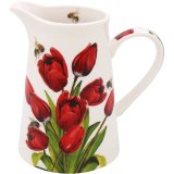From the Bee-Tanical range, a white jug with beautiful paintings of tulips and bees.