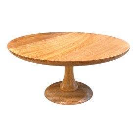 An exquisite cake plate crafted from mango wood, showcasing a natural wood colour.