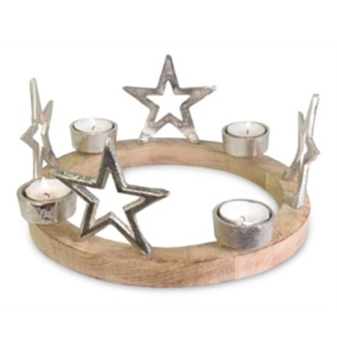 Enhance your dinner party with this stunning Metal Star Tea Light Candle holder ring decoration.