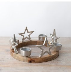 Adorn a dinner party setting with this beautiful Metal Star Tea Light Candle holder ring deco.