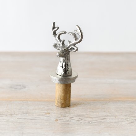 Stag Silver Bottle Topper, 11cm