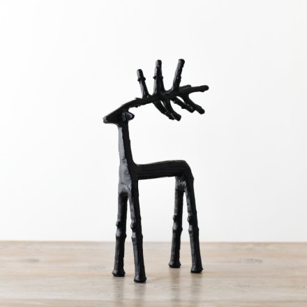 Metal Black Reindeer Ornament 