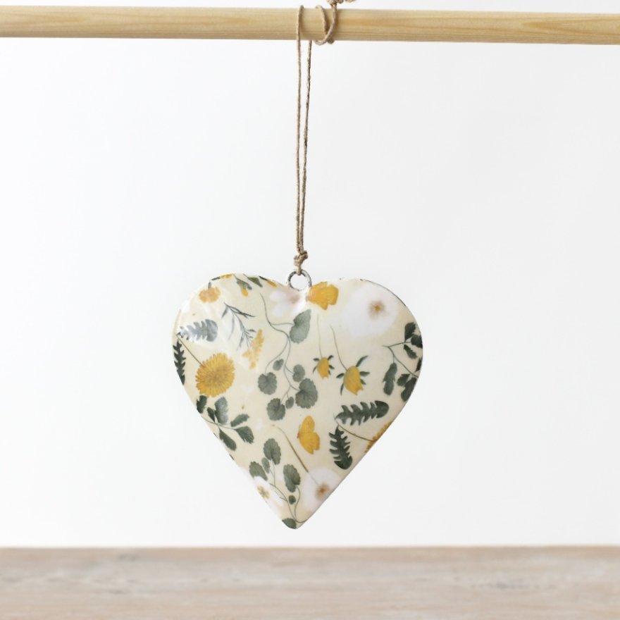 8cm Floral Heart Hanging Decoration